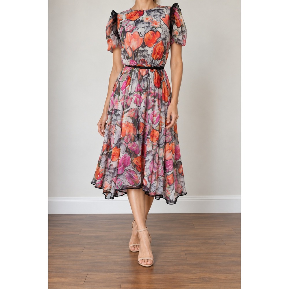 3.1 Phillip Lim Floral Collage Midi Dress 4 Tulip Sleeve Ruched Wedding Guest